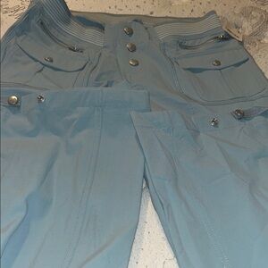 ⭐️FREE PEOPLE-Light Blue Cargo-Style Button Front Pants 👖 SMALL NWT